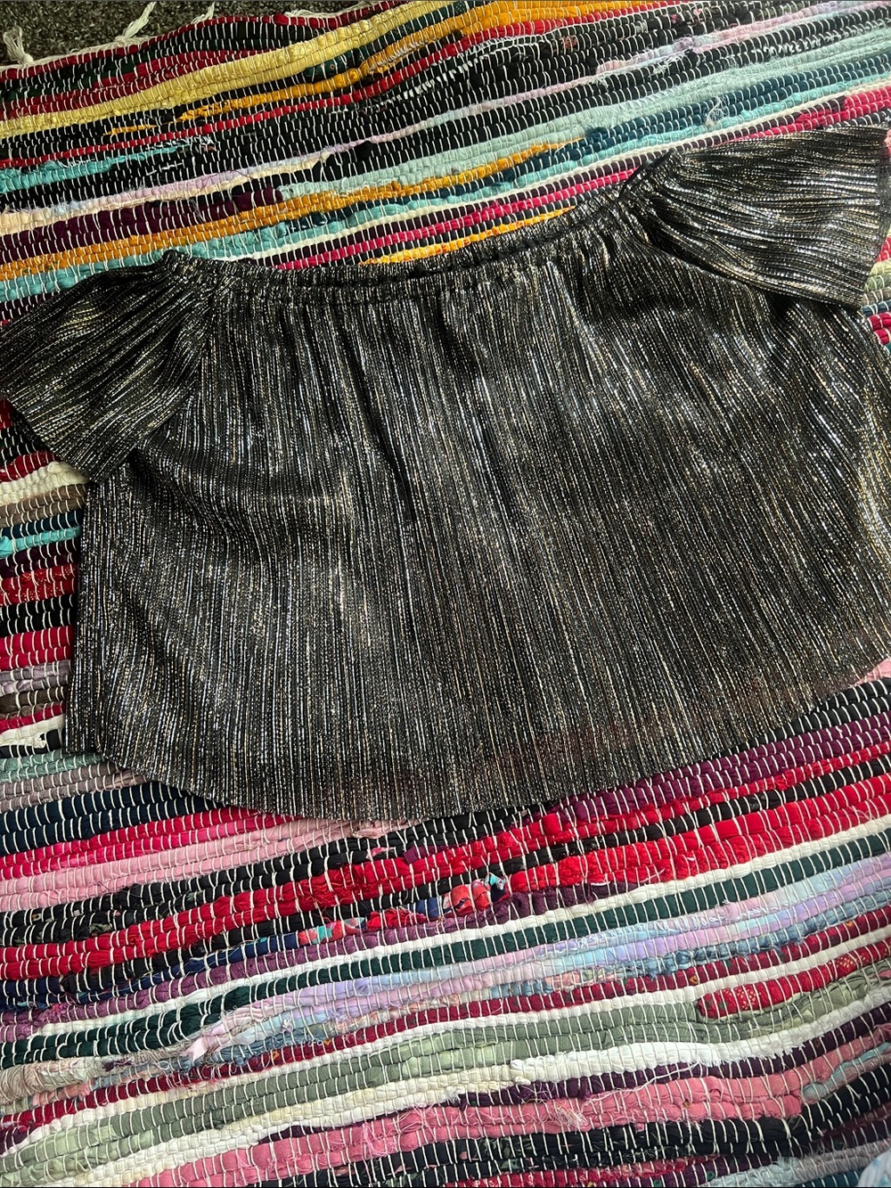 Zara Black Top with Metallic Gold